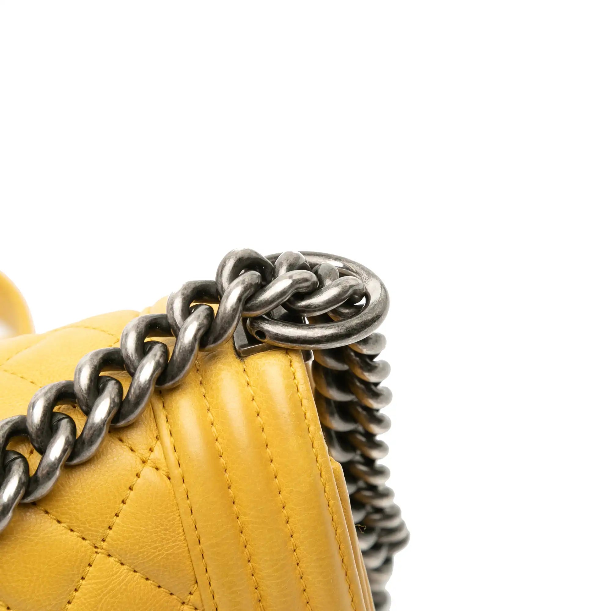 Chanel Boy Medium Yellow Calfskin Ruthenium
