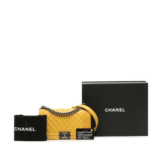 Chanel Boy Media Pelle Di Vitello Giallo Rutenio