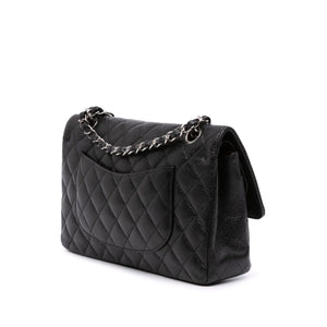 Chanel Classic Double Flap Medium Black Caviar Silver