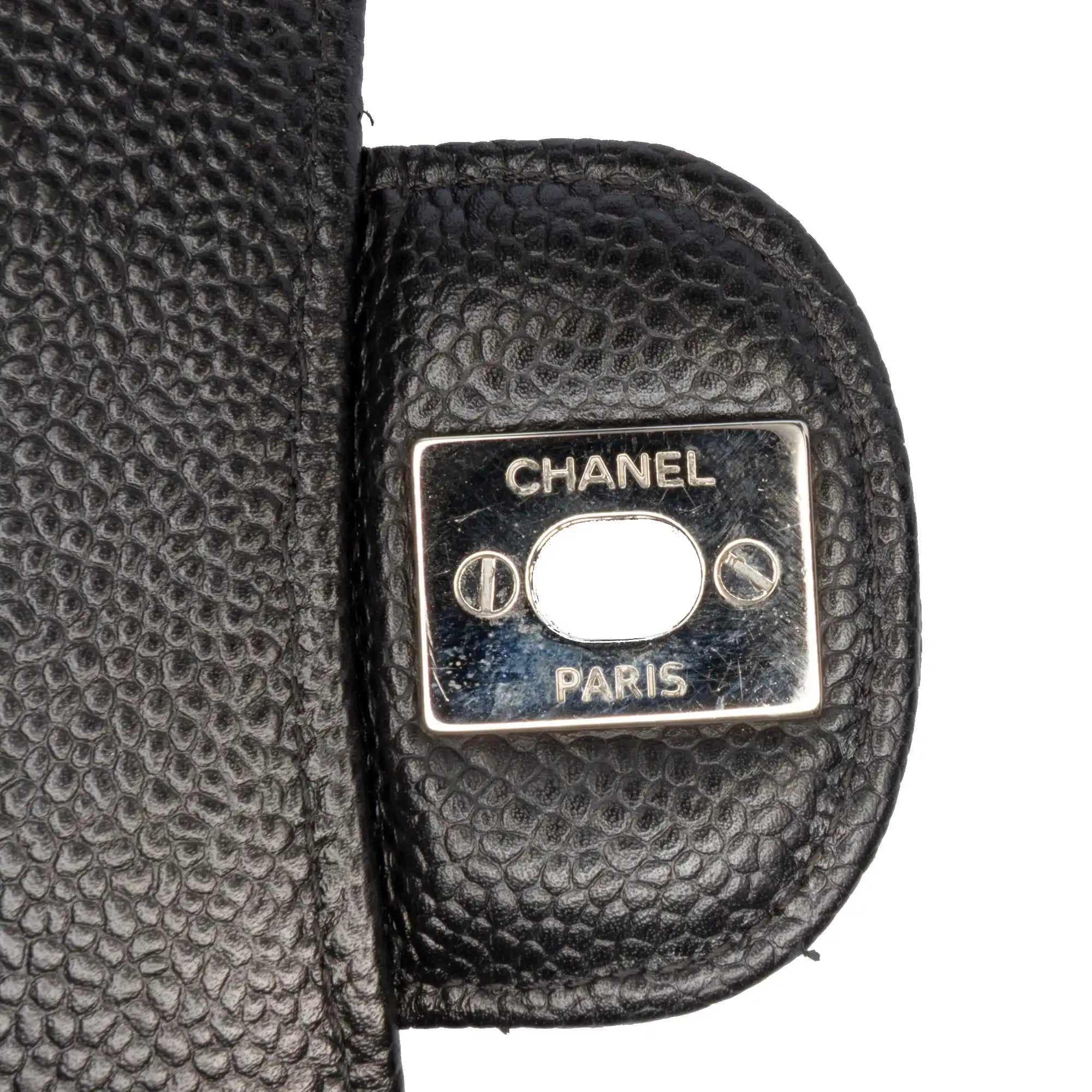 Chanel Classic Double Flap Medium Black Caviar Silver