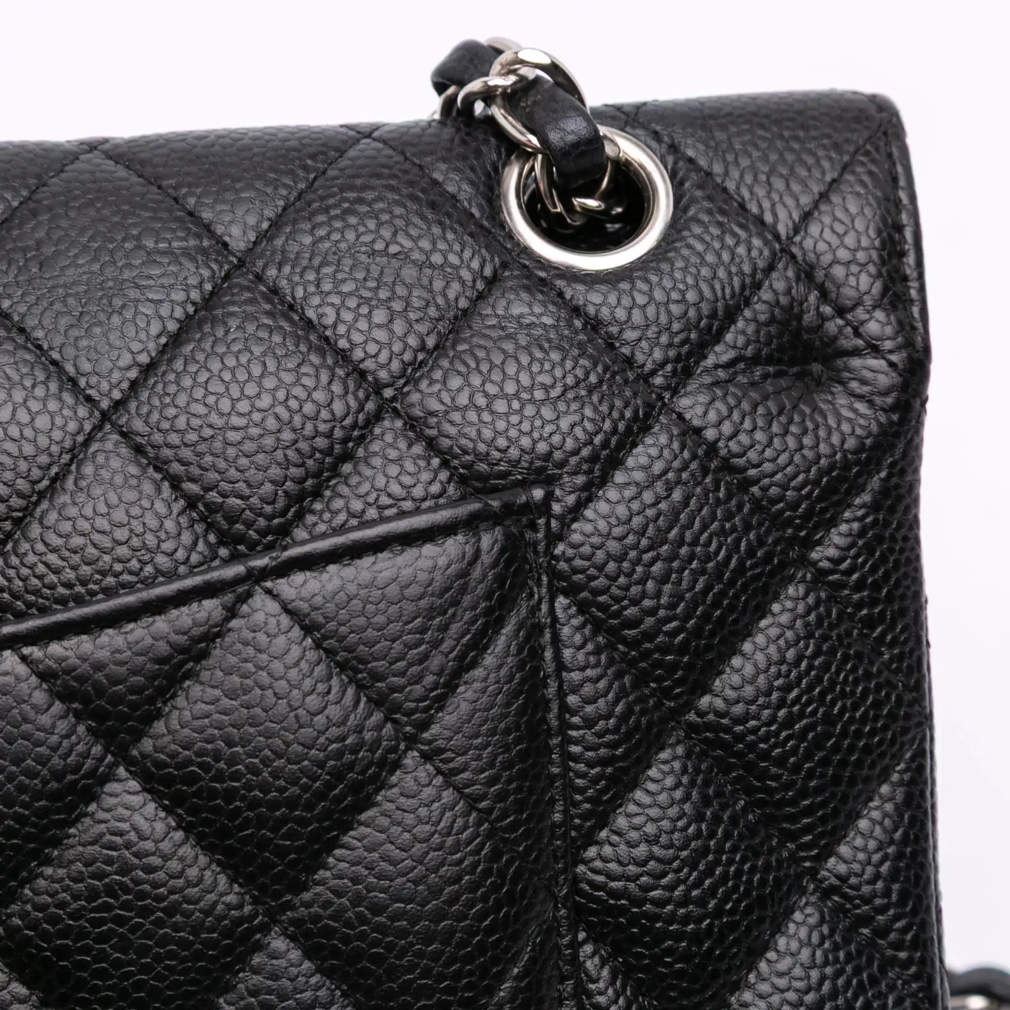 Chanel Classic Double Flap Medium Black Caviar Silver