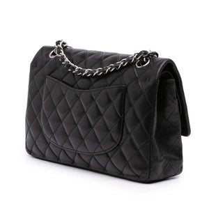 Chanel Classic Double Flap Medium Black Lambskin Silver