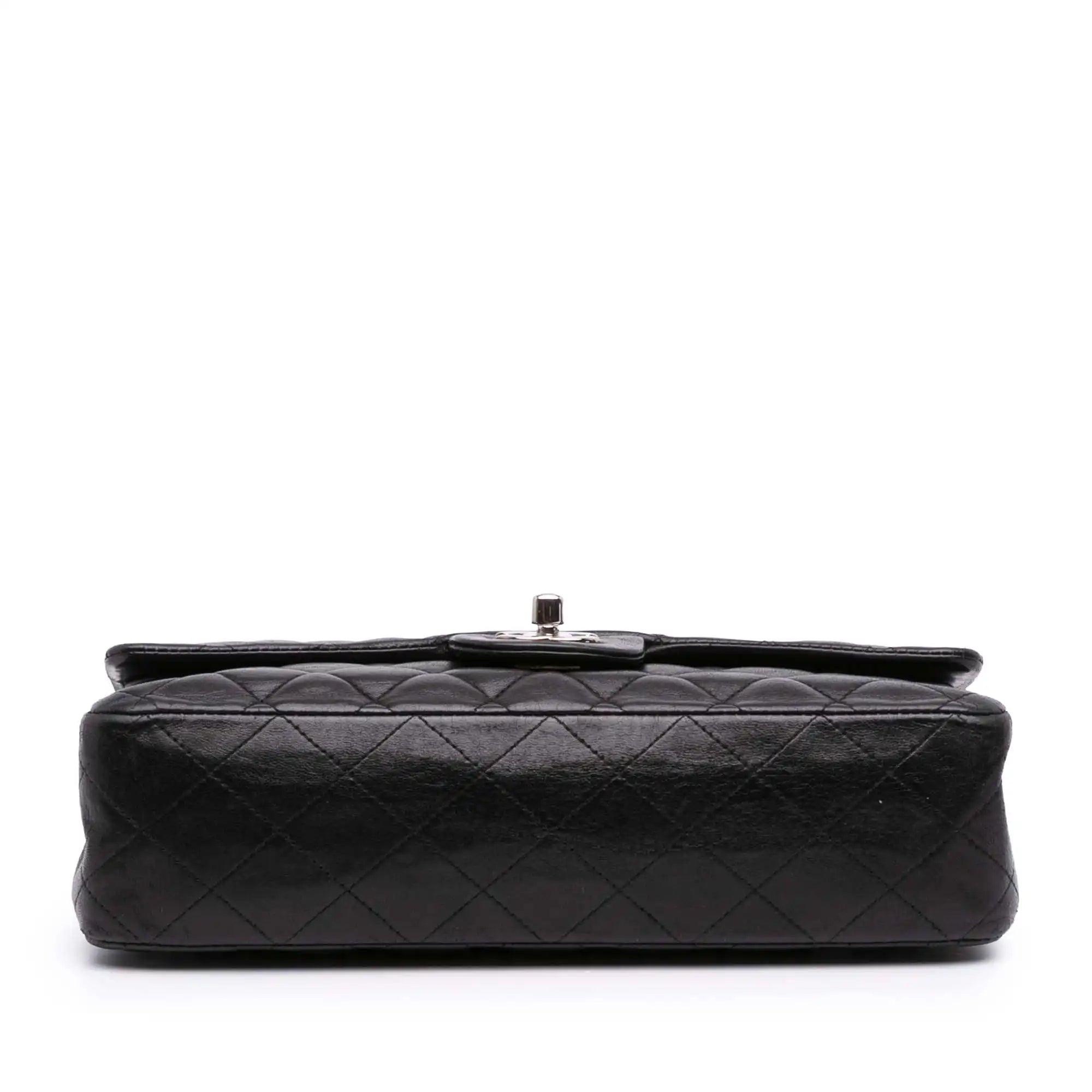 Chanel Classic Double Flap Medium Black Lambskin Silver