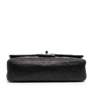 Chanel Classic Double Flap Medium Black Lambskin Silver