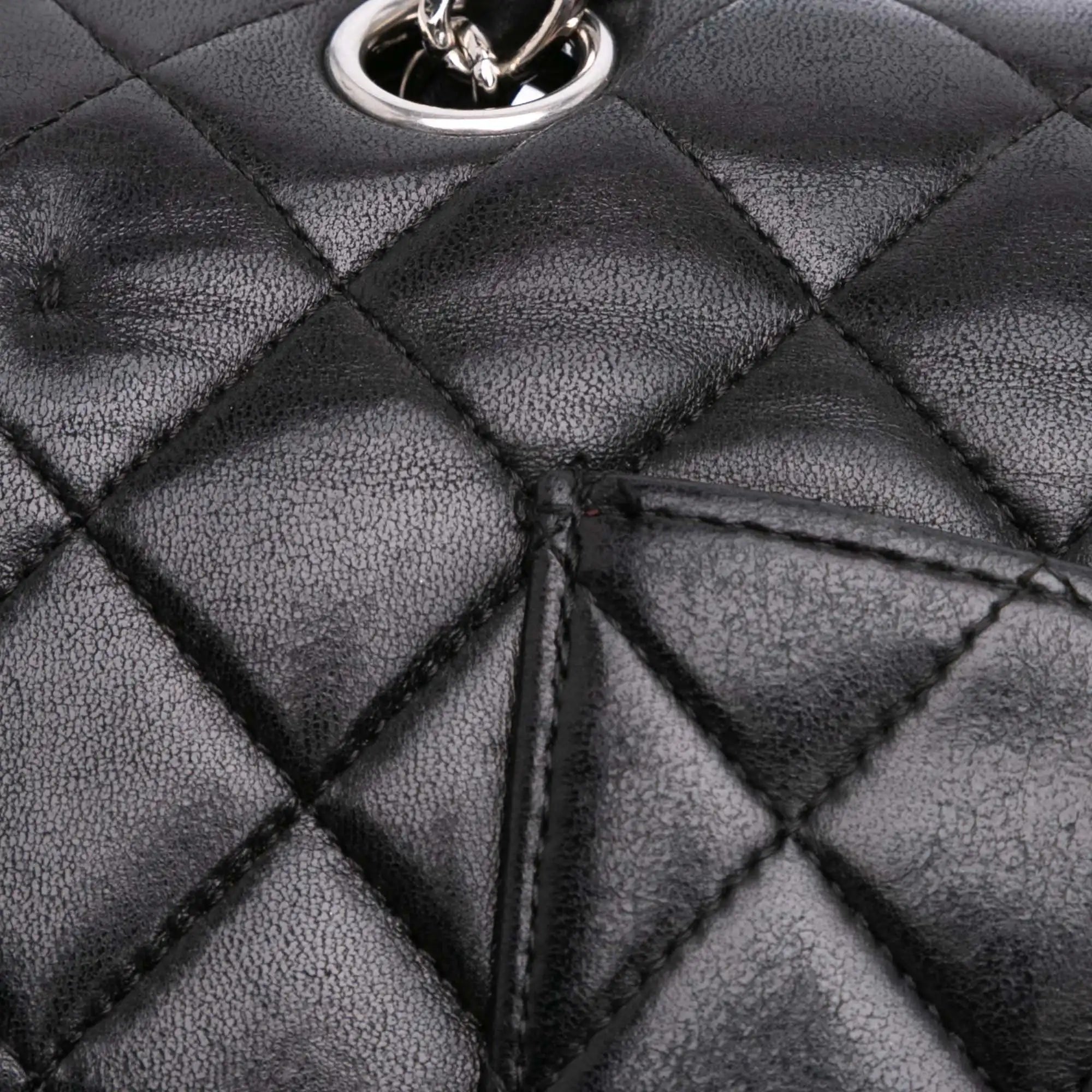 Chanel Classic Double Flap Medium Black Lambskin Silver