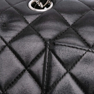 Chanel Classic Double Flap Medium Black Lambskin Silver