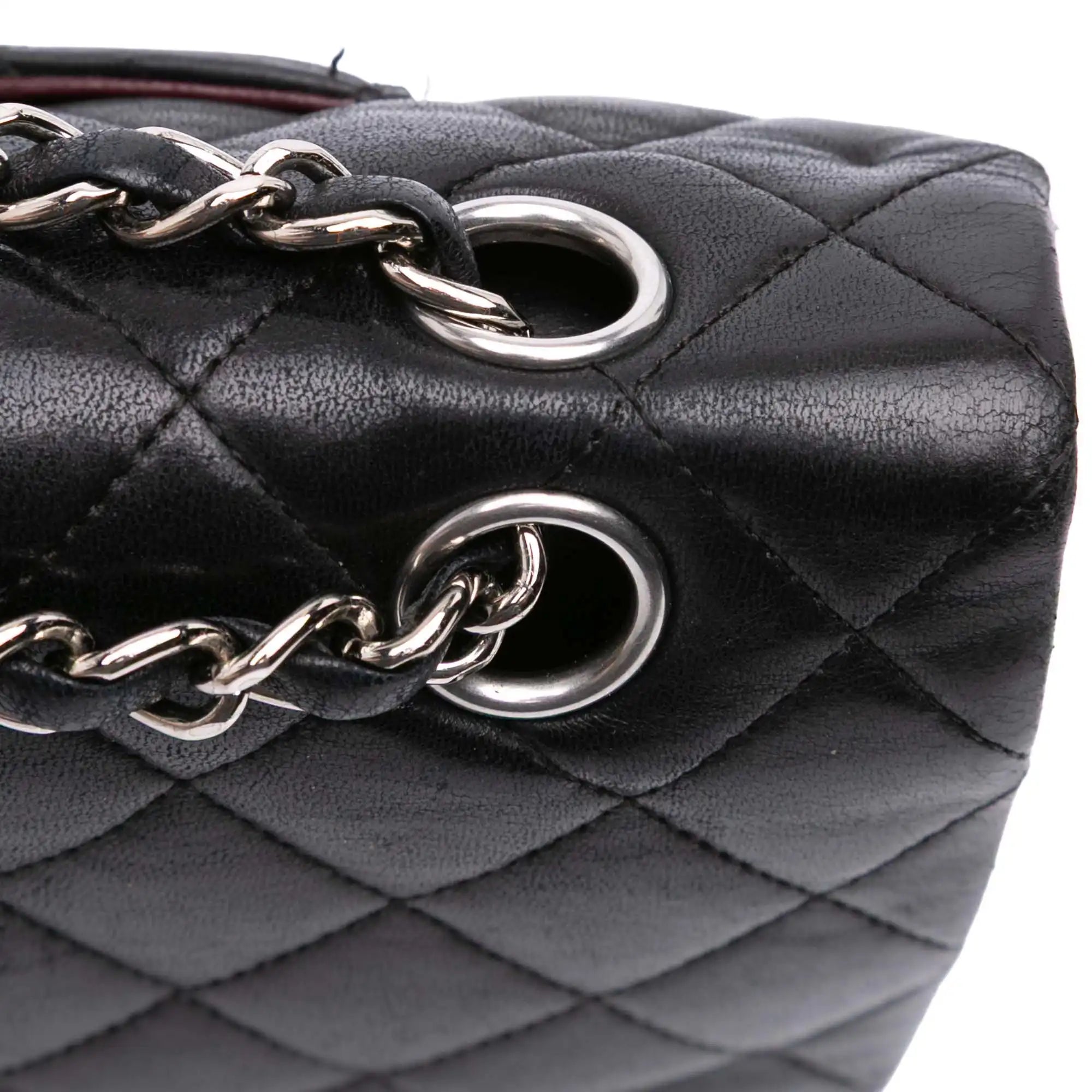 Chanel Classic Double Flap Medium Black Lambskin Silver