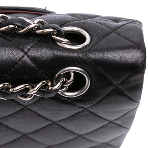 Chanel Classic Double Flap Medium Black Lambskin Silver