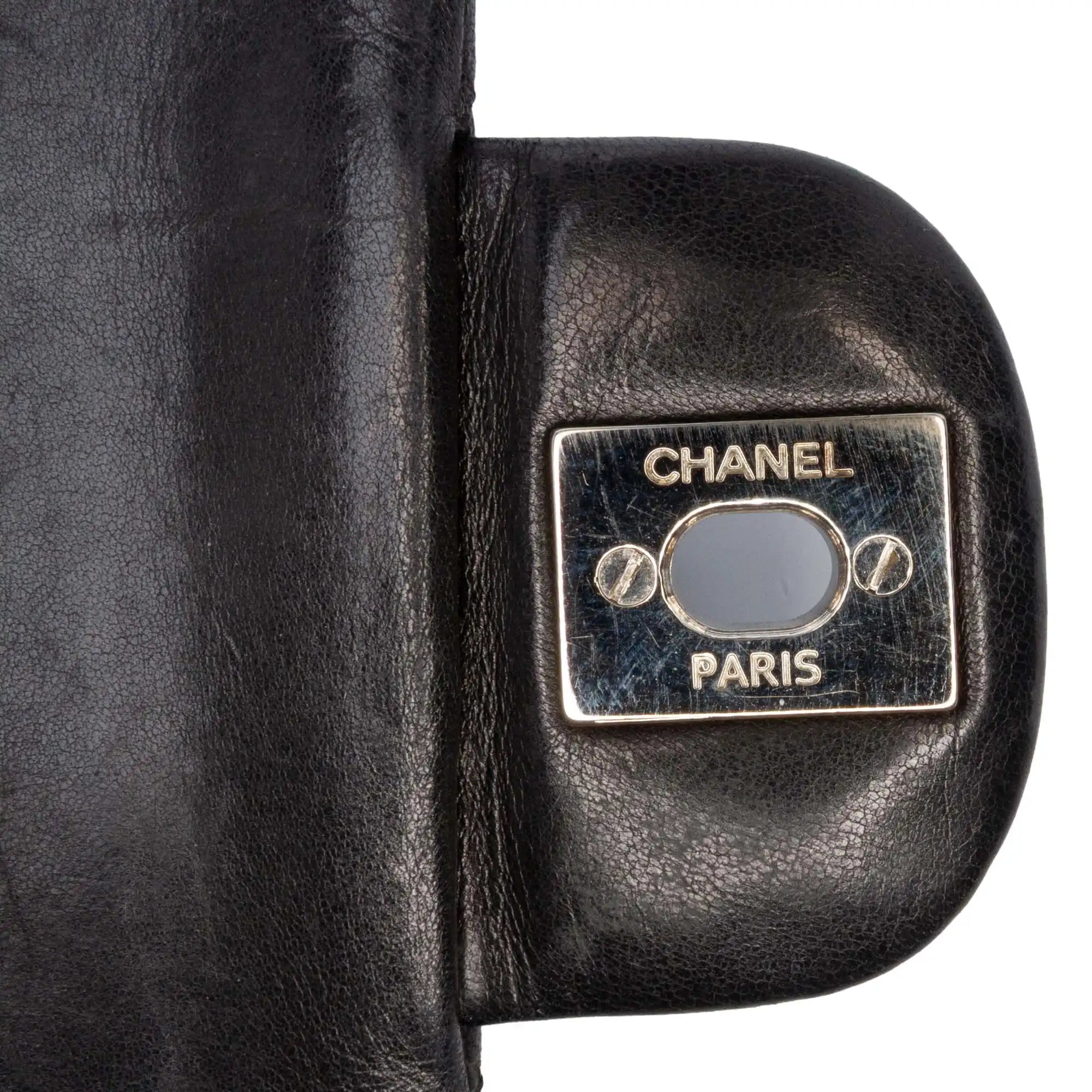 Chanel Classic Double Flap Medium Black Lambskin Silver