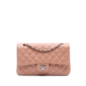 Chanel Classic Double Flap Medium Light Pink Lambskin Silver