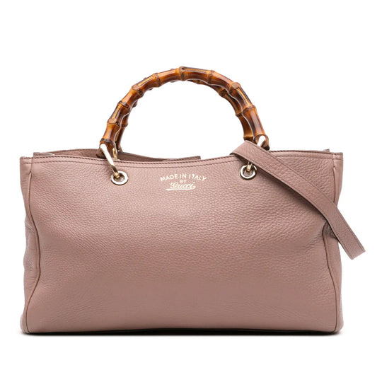 Gucci Bamboo Shopper Media Pelle Rosa