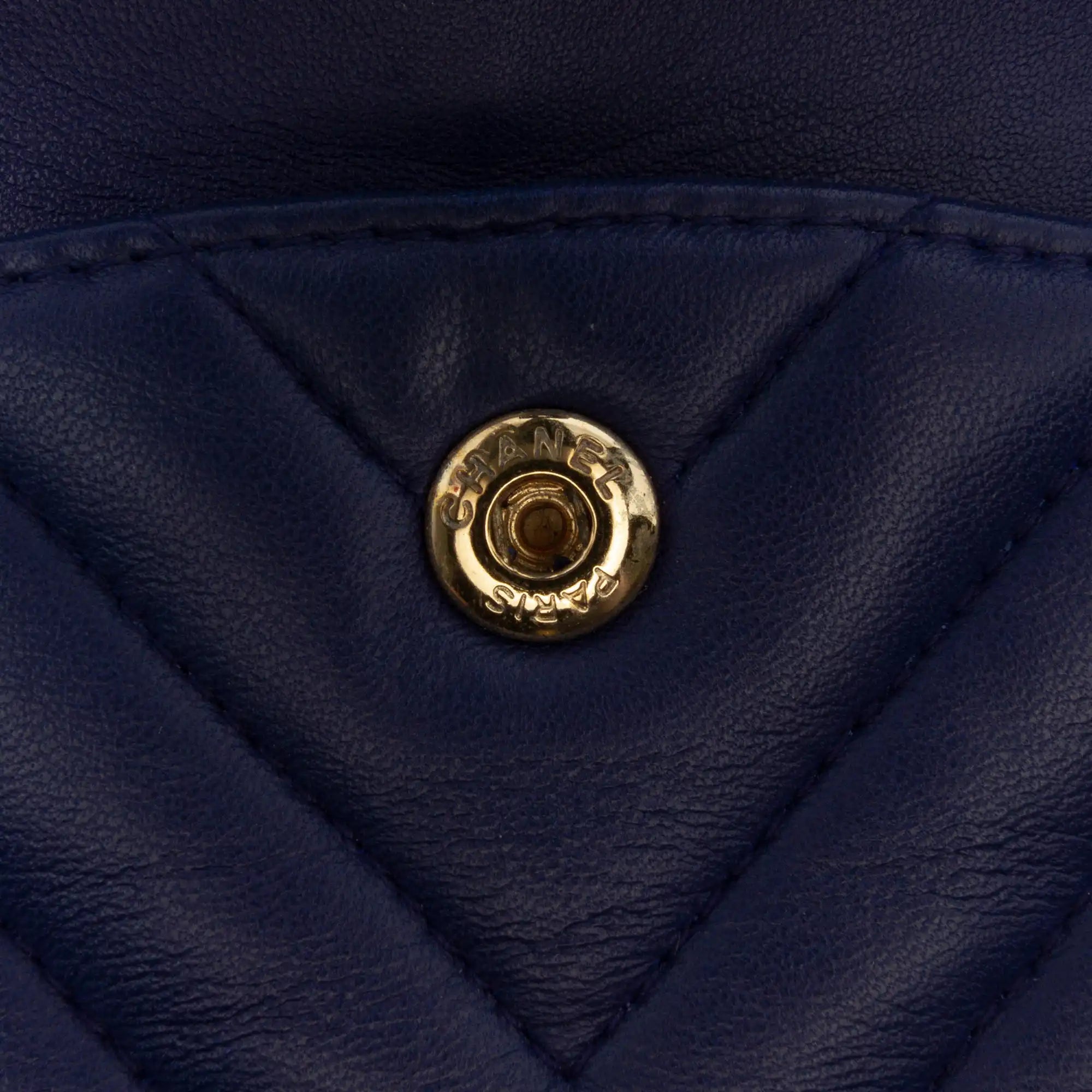 Chanel Classic Double Flap Medium Blue Chevron Lambskin Gold