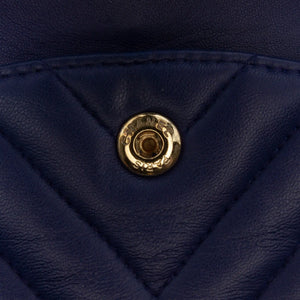 Chanel Classic Double Flap Medium Blue Chevron Lambskin Gold