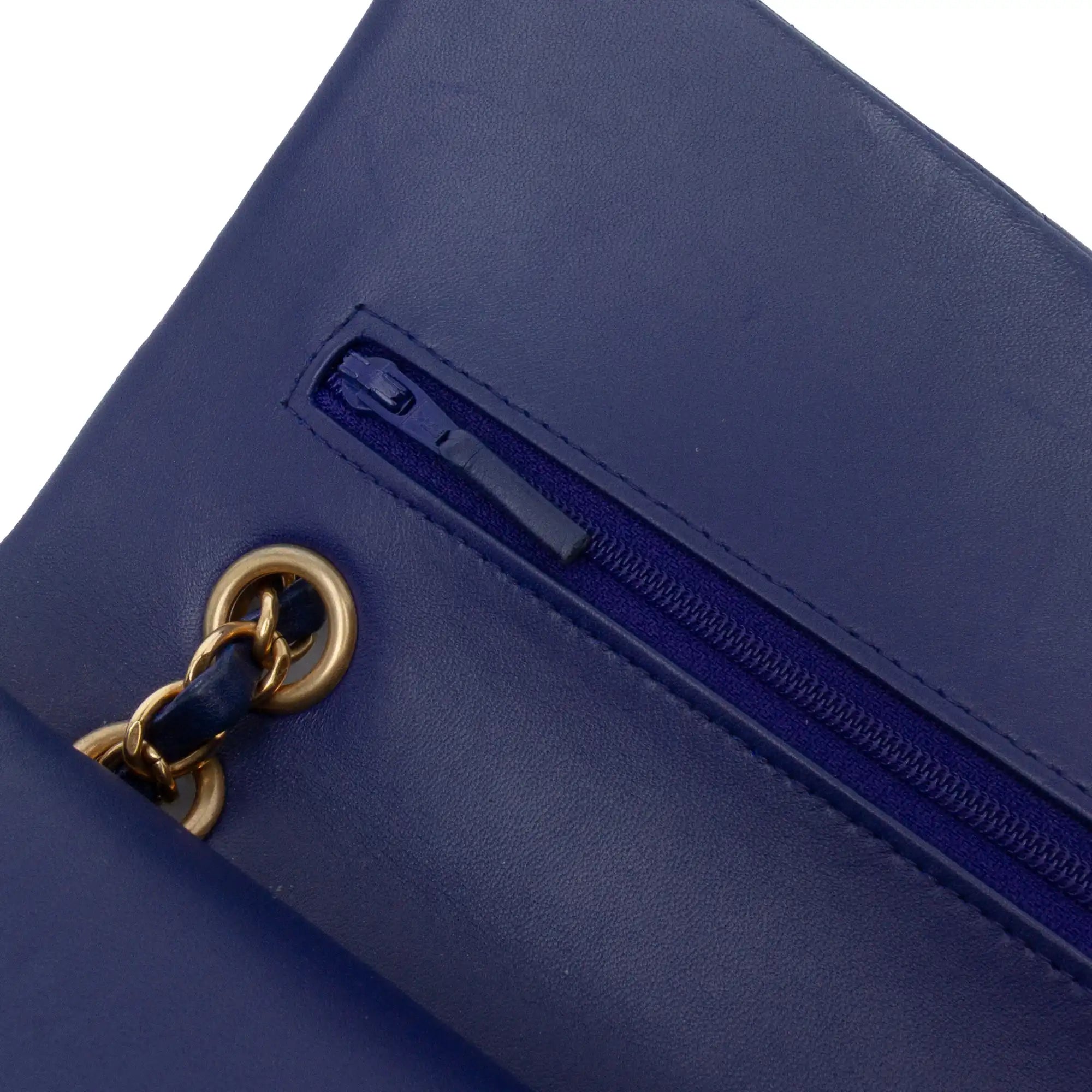 Chanel Classic Double Flap Medium Blue Chevron Lambskin Gold