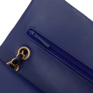 Chanel Classic Double Flap Medium Blue Chevron Lambskin Gold