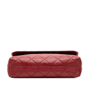 Chanel In The Business Flap CC Red Calfskin Silver