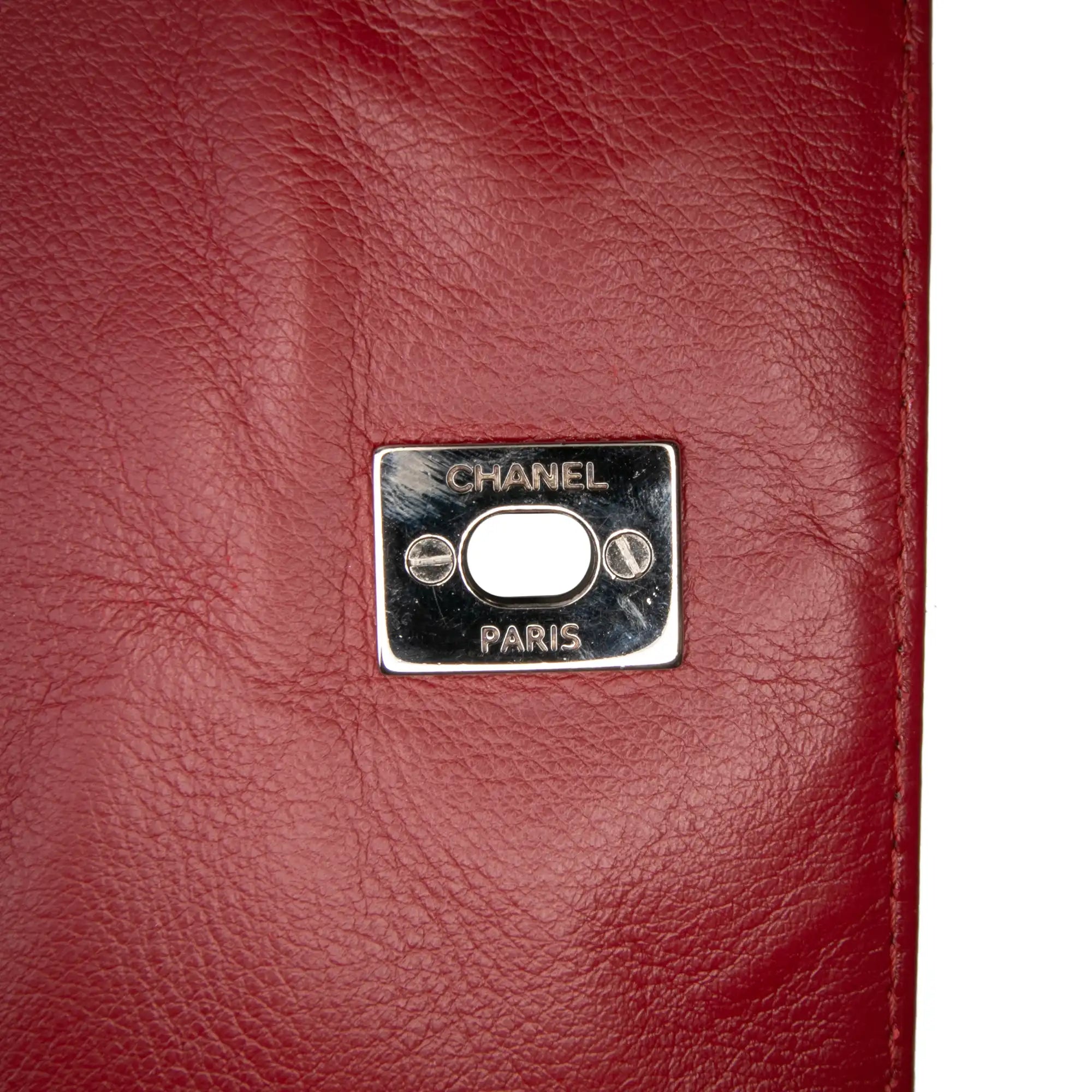 Chanel In The Business Flap CC Red Calfskin Silver