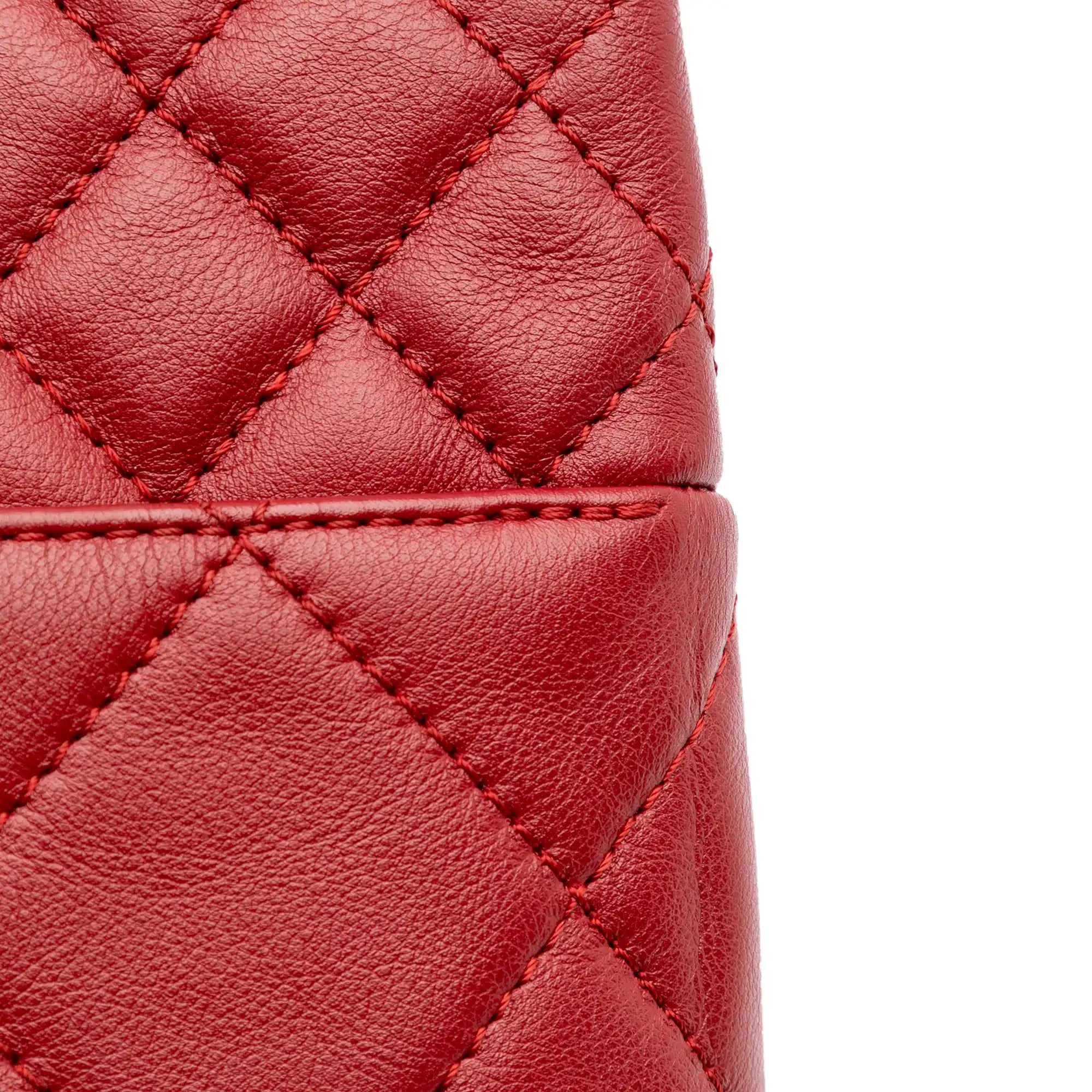 Chanel In The Business Flap CC Red Calfskin Silver