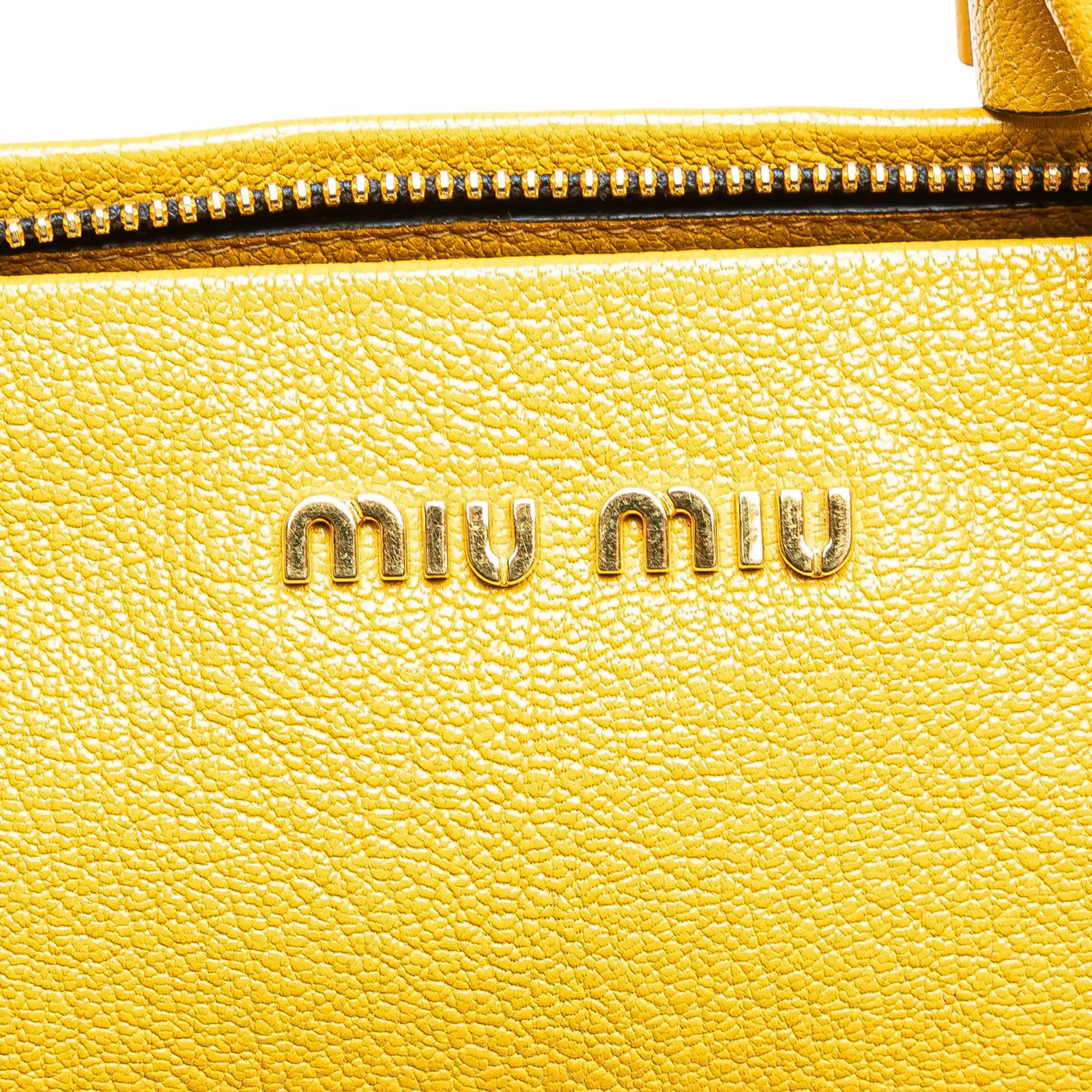 Miu Miu Handbag Yellow Leather