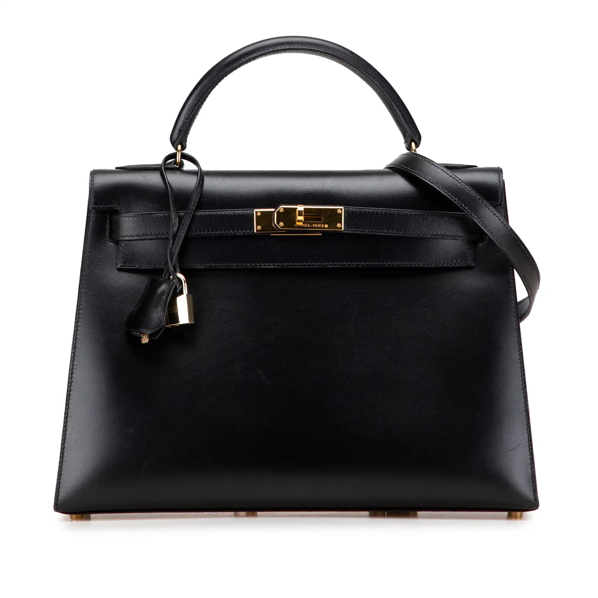 Hermès Kelly Sellier 32 Noir Boxcalf Gold