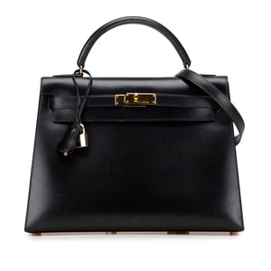 Hermès Kelly Sellier 32 Noir Boxcalf Gold
