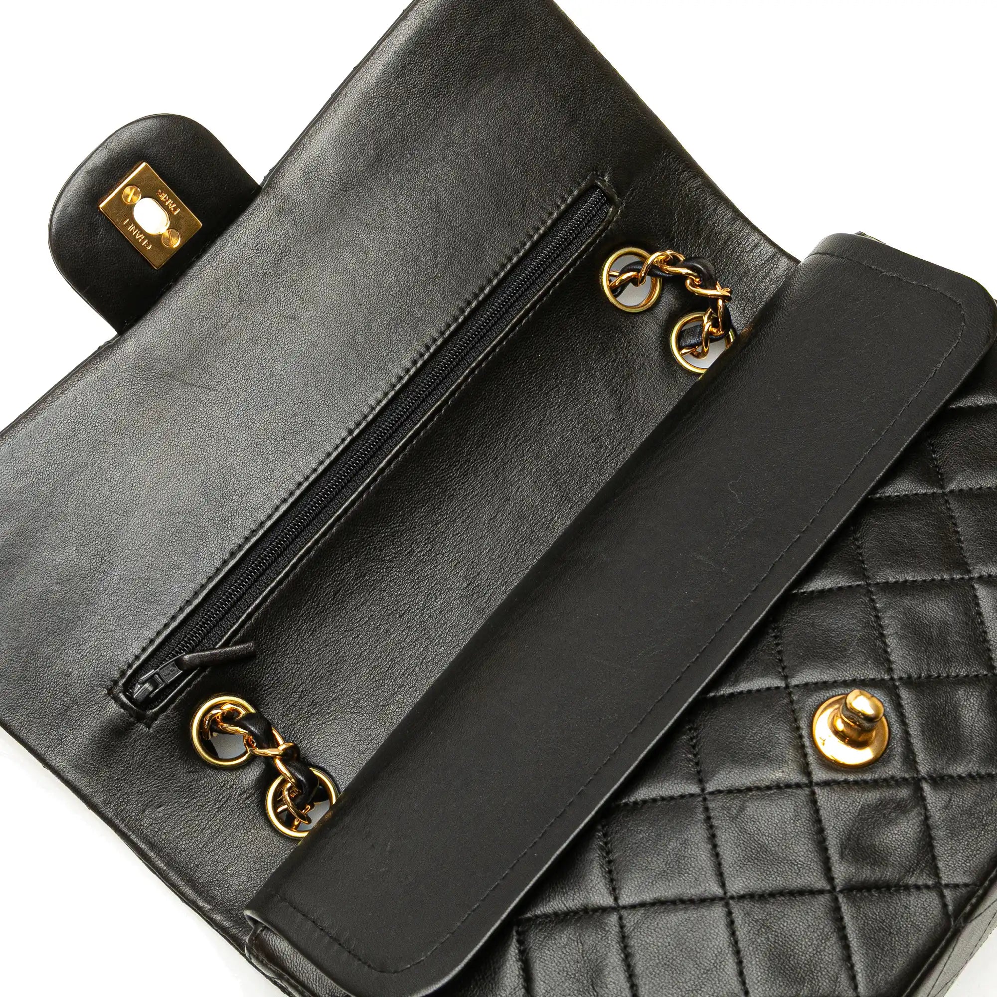 Chanel Classic Double Flap Medium Black Lambskin Gold