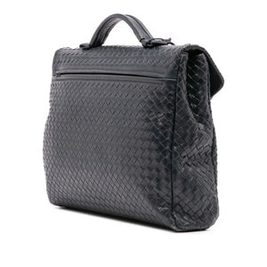 Bottega Veneta Briefcase Blue Intrecciato Leather