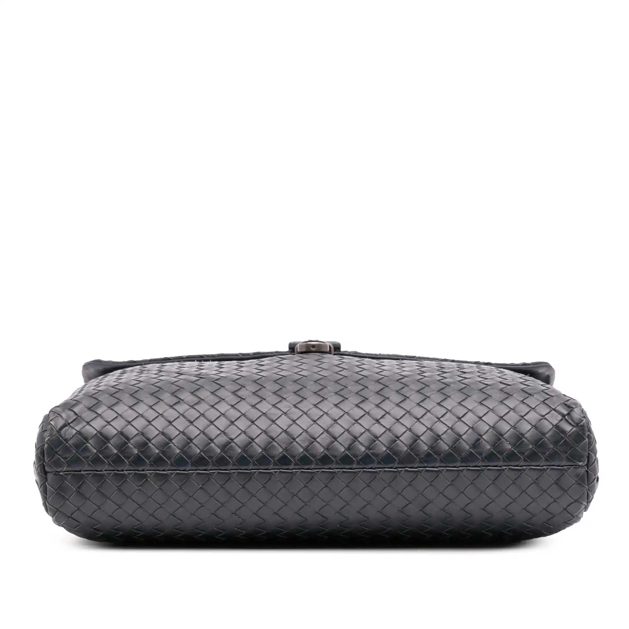 Bottega Veneta Briefcase Blue Intrecciato Leather