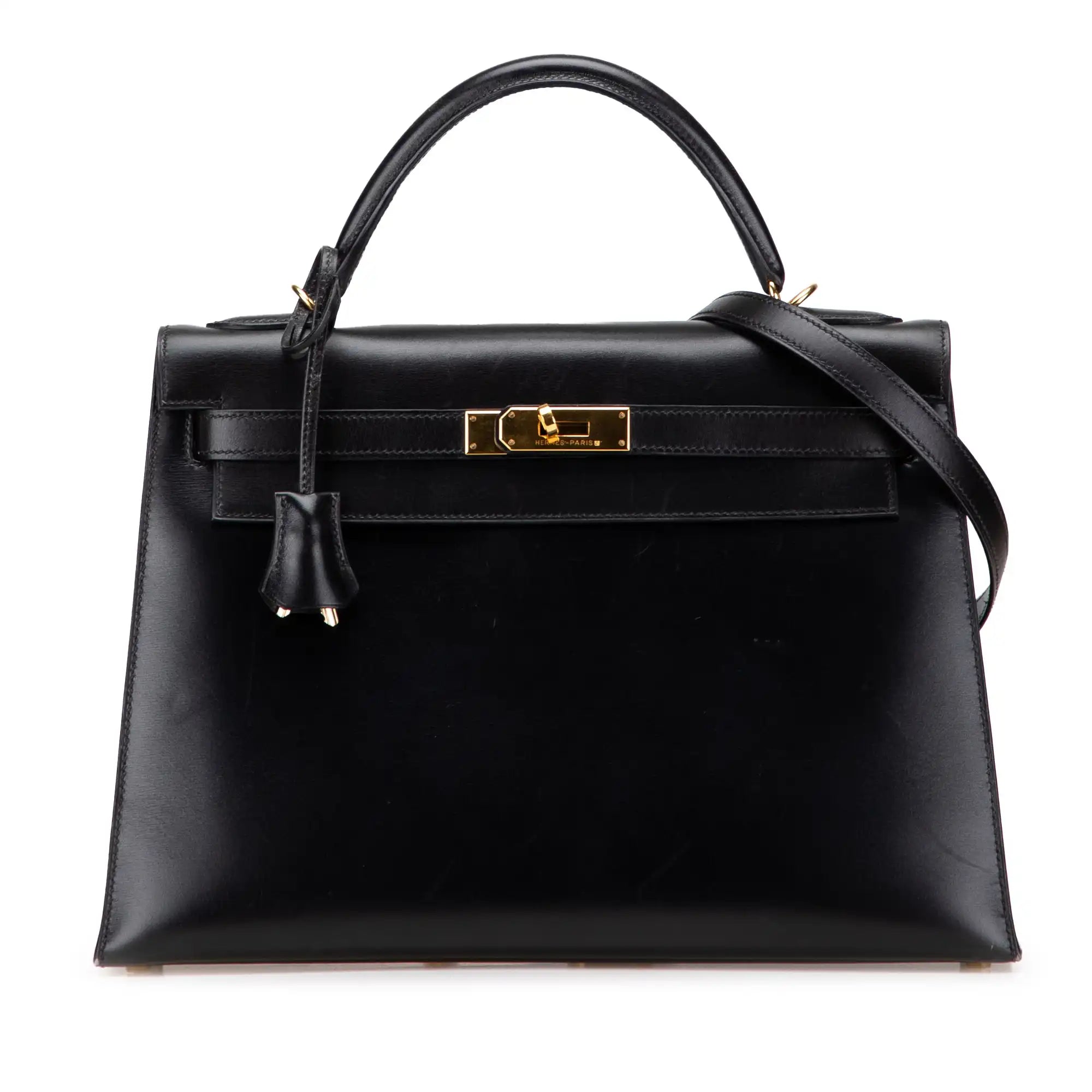 Hermès Kelly Sellier 32 Noir Boxcalf Gold