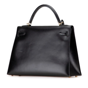 Hermès Kelly Sellier 32 Noir Boxcalf Gold