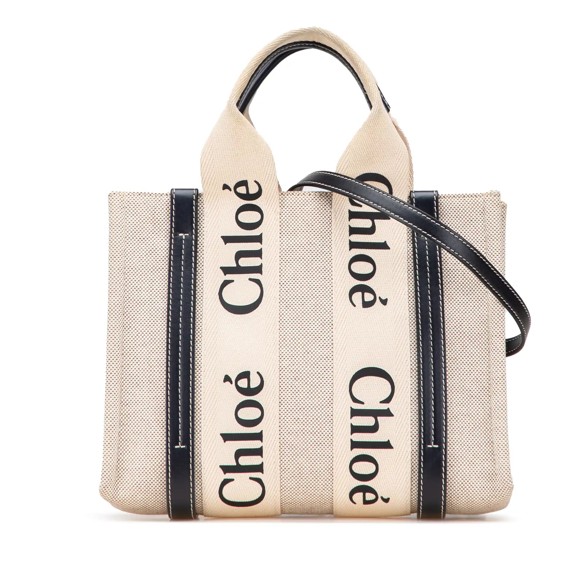 Chloé Woody Small Beige Canvas