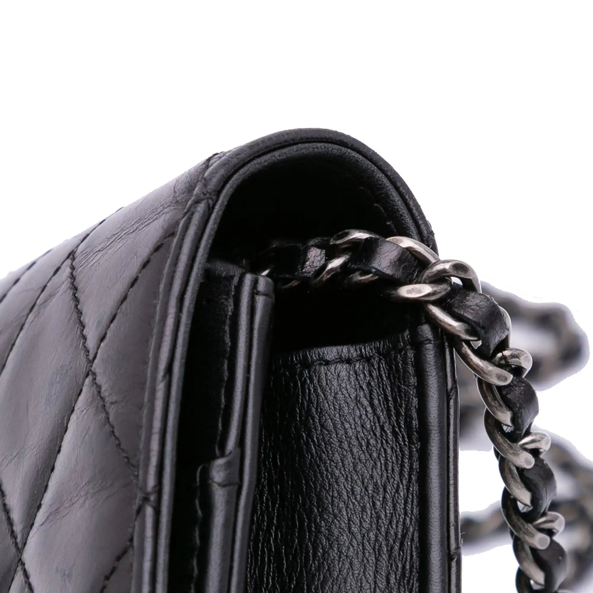 Chanel WOC Black Lambskin Silver