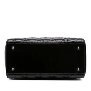 Dior Lady Dior Medium Black Patent Leather Silver