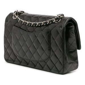 Chanel Classic Double Flap Medium Black Lambskin Silver