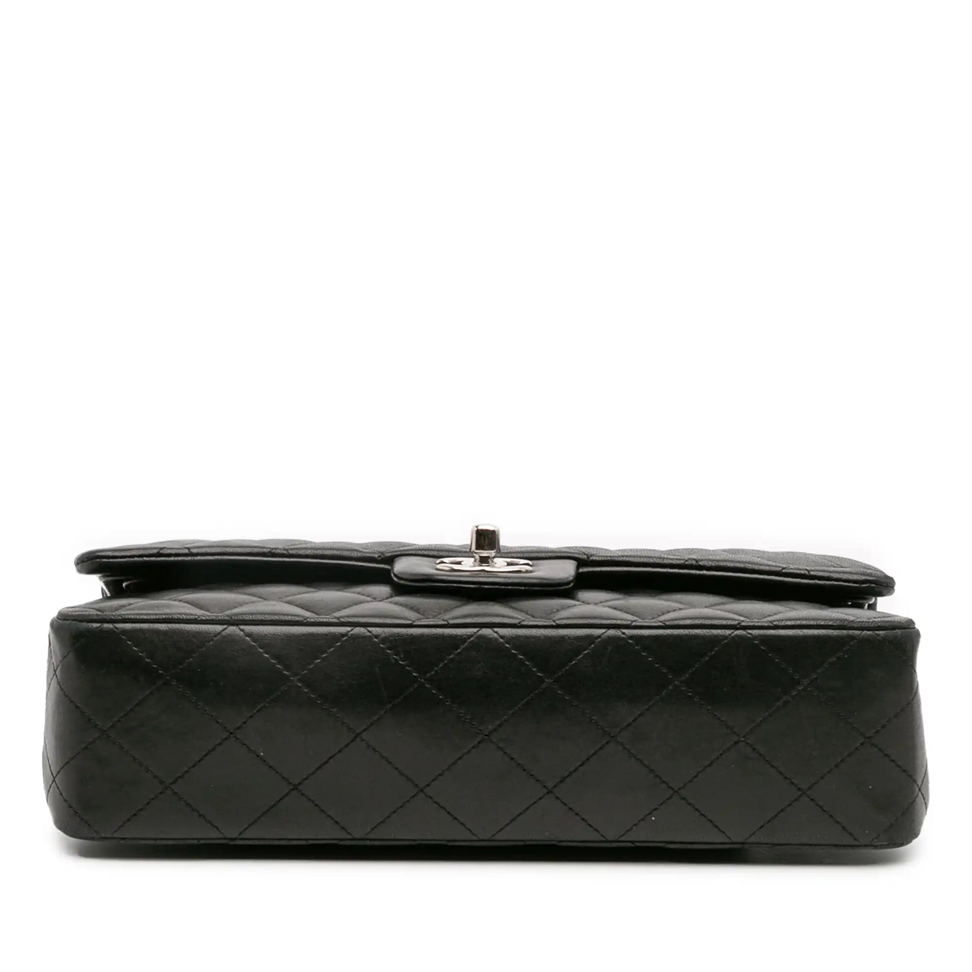 Chanel Classic Double Flap Medium Black Lambskin Silver