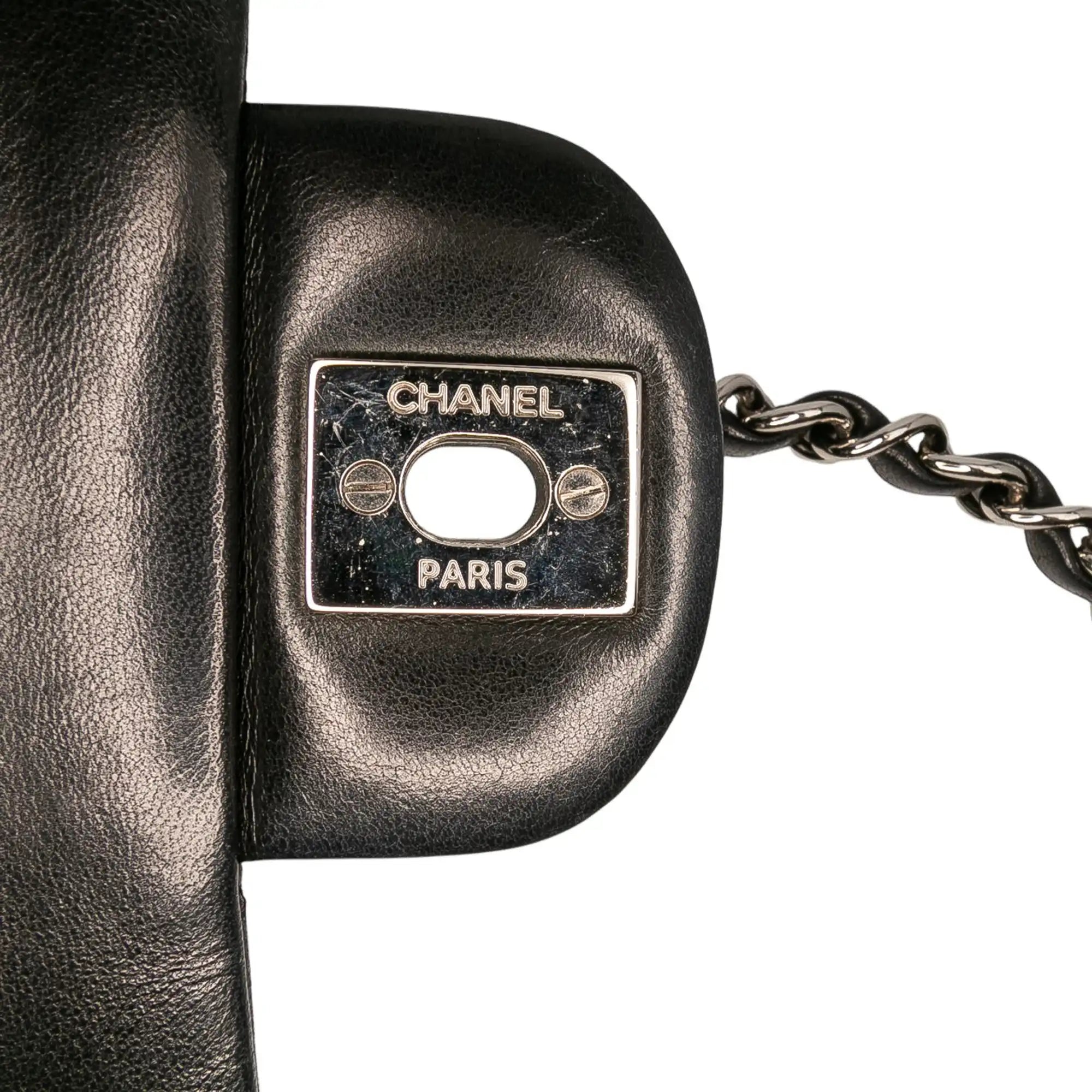 Chanel Classic Double Flap Medium Black Lambskin Silver