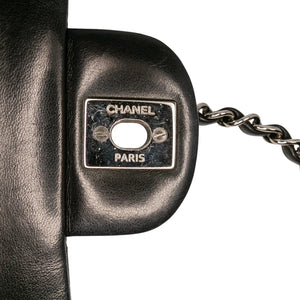 Chanel Classic Double Flap Medium Black Lambskin Silver