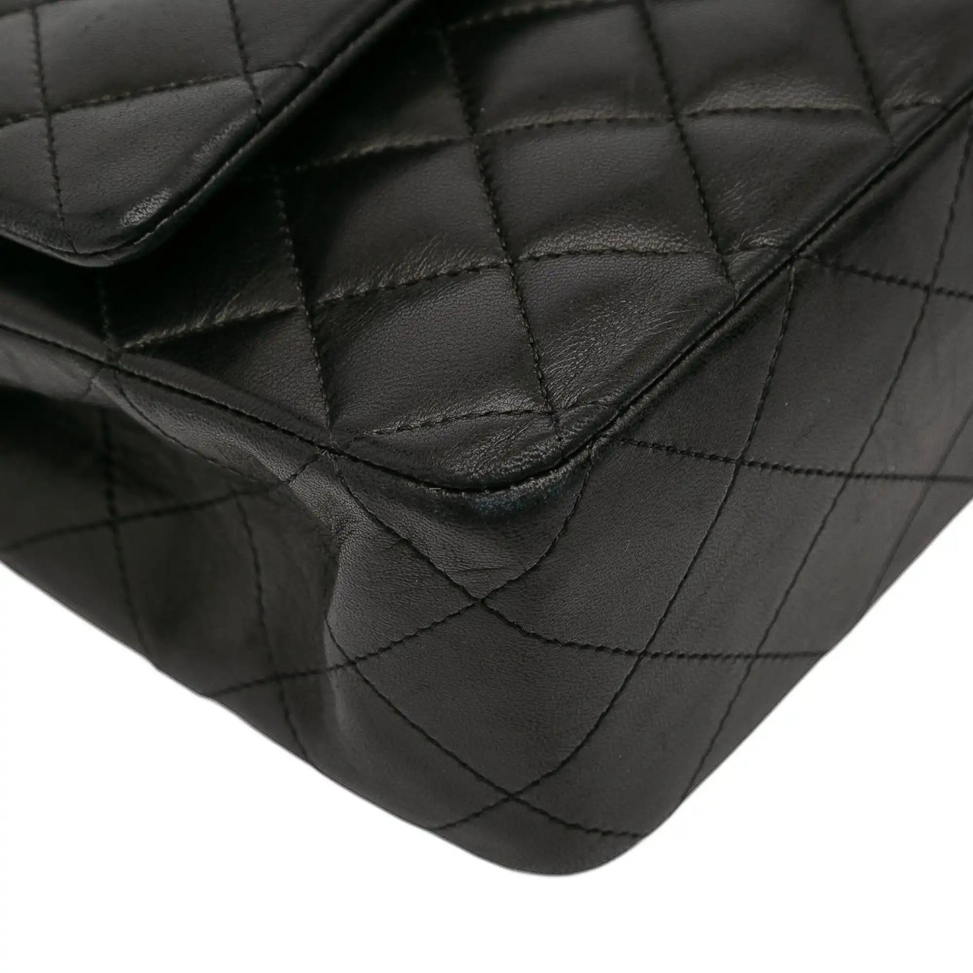 Chanel Classic Double Flap Medium Black Lambskin Silver