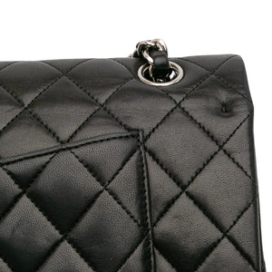 Chanel Classic Double Flap Medium Black Lambskin Silver