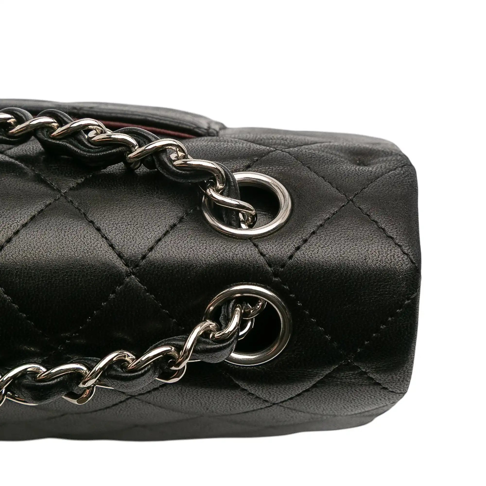 Chanel Classic Double Flap Medium Black Lambskin Silver