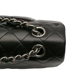 Chanel Classic Double Flap Medium Black Lambskin Silver