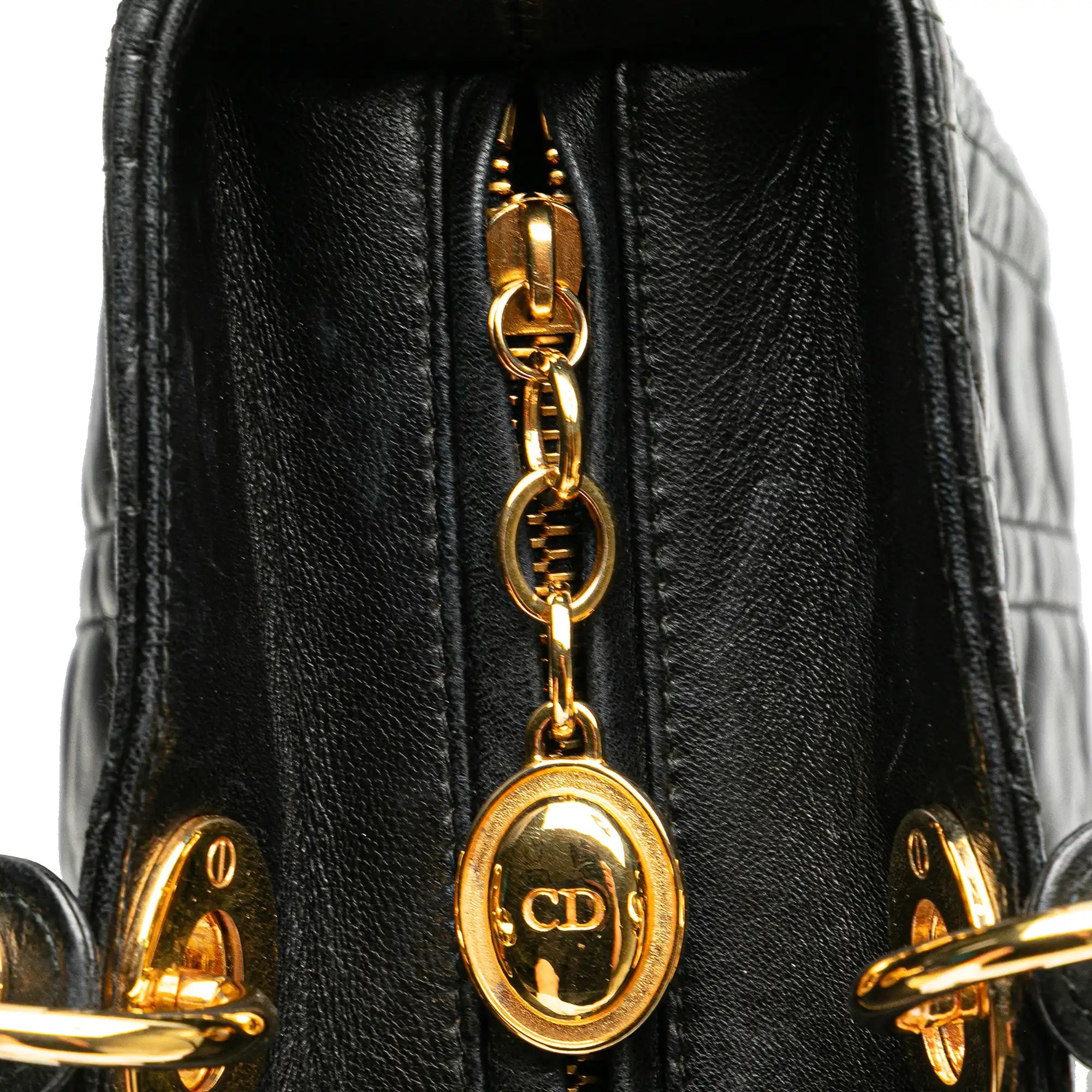 Dior Lady Dior Large Black Cannage Lambskin Gold