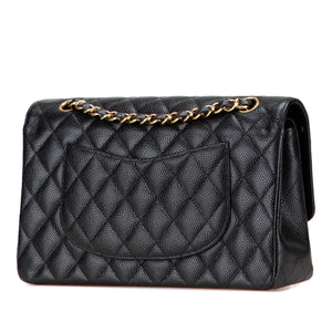 Chanel Classic Medium double rabat noir Caviar or