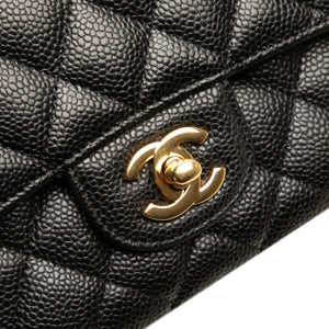 Chanel Classic Medium double rabat noir Caviar or
