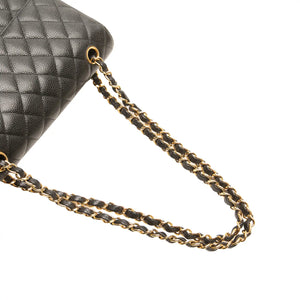 Chanel Classic Medium double rabat noir Caviar or