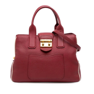 Miu Miu Madras Handbag Red Leather