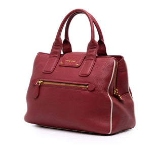 Miu Miu Madras Handbag Red Leather