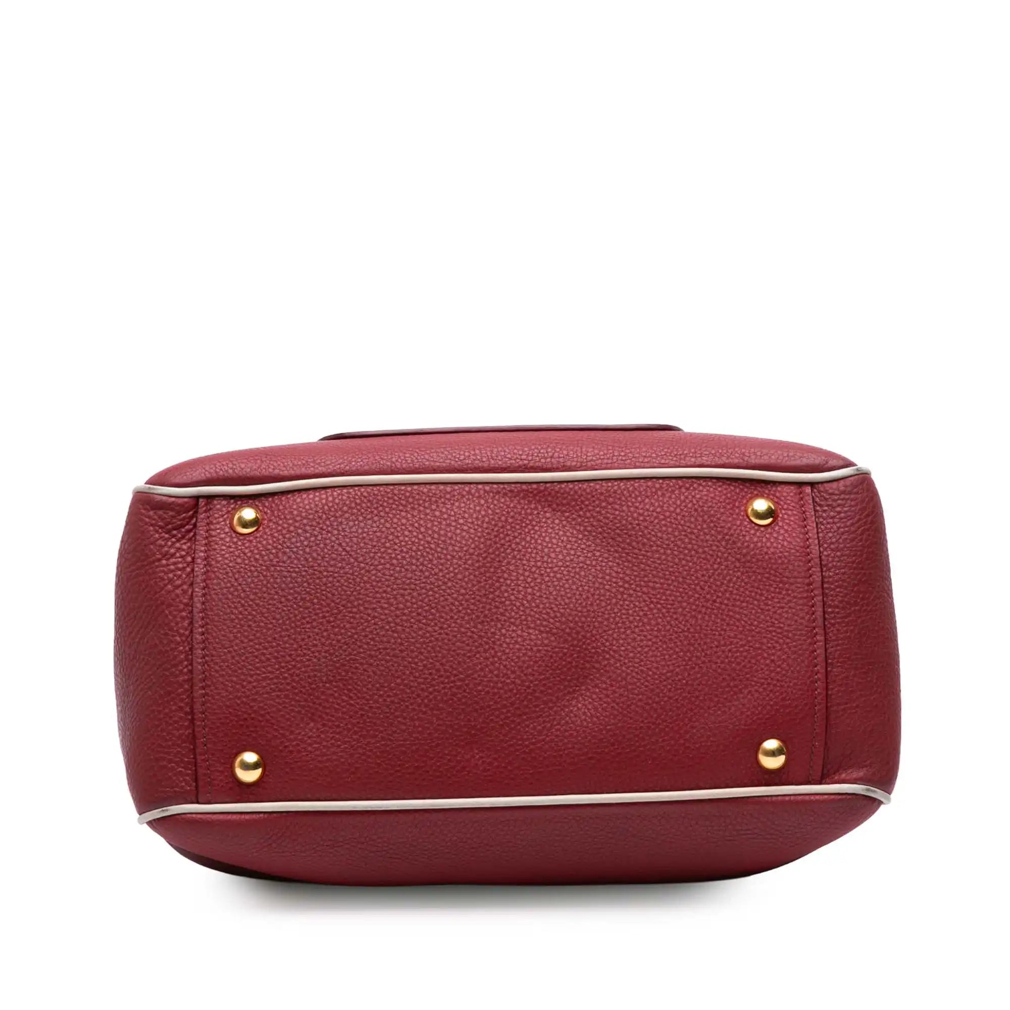 Miu Miu Madras Handbag Red Leather