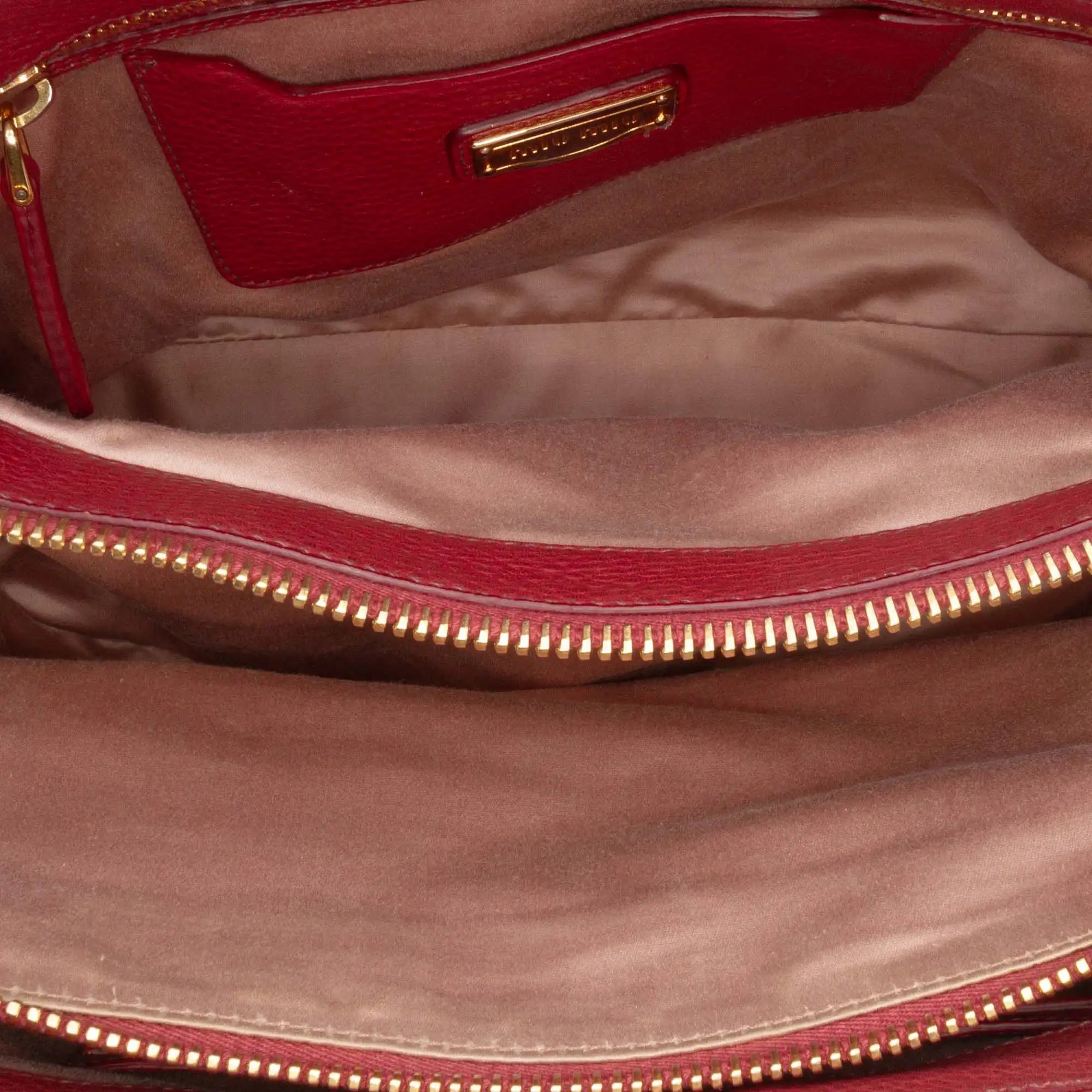 Miu Miu Madras Handbag Red Leather