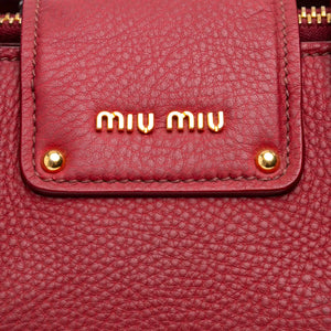 Miu Miu Madras Handbag Red Leather